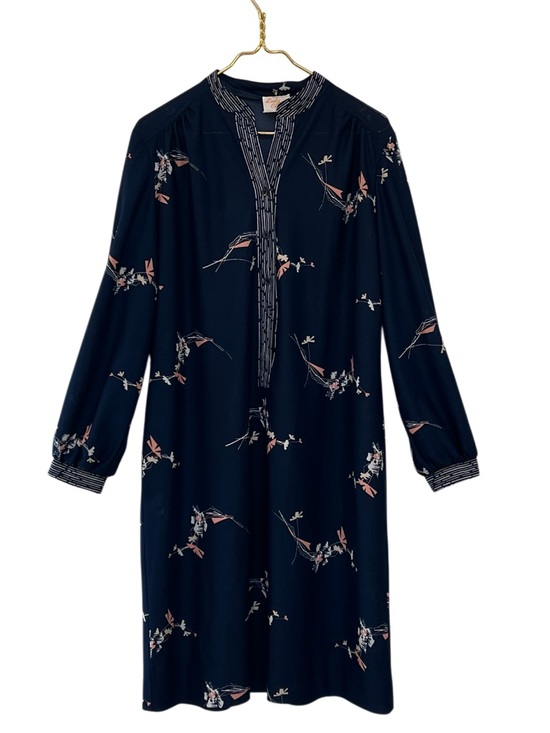Lady Carol Of New York Dresses & Skirts - Lady Carol of New York Abstract Floral Shift Dress Navy Long Sleeve